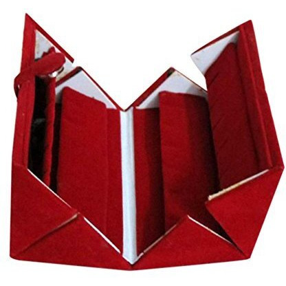 atorakushon Velvet Earrings Organizer, Jewellery Storage Box, Ring Travel Vanity Box For Women Pack of 2 (Maroon)