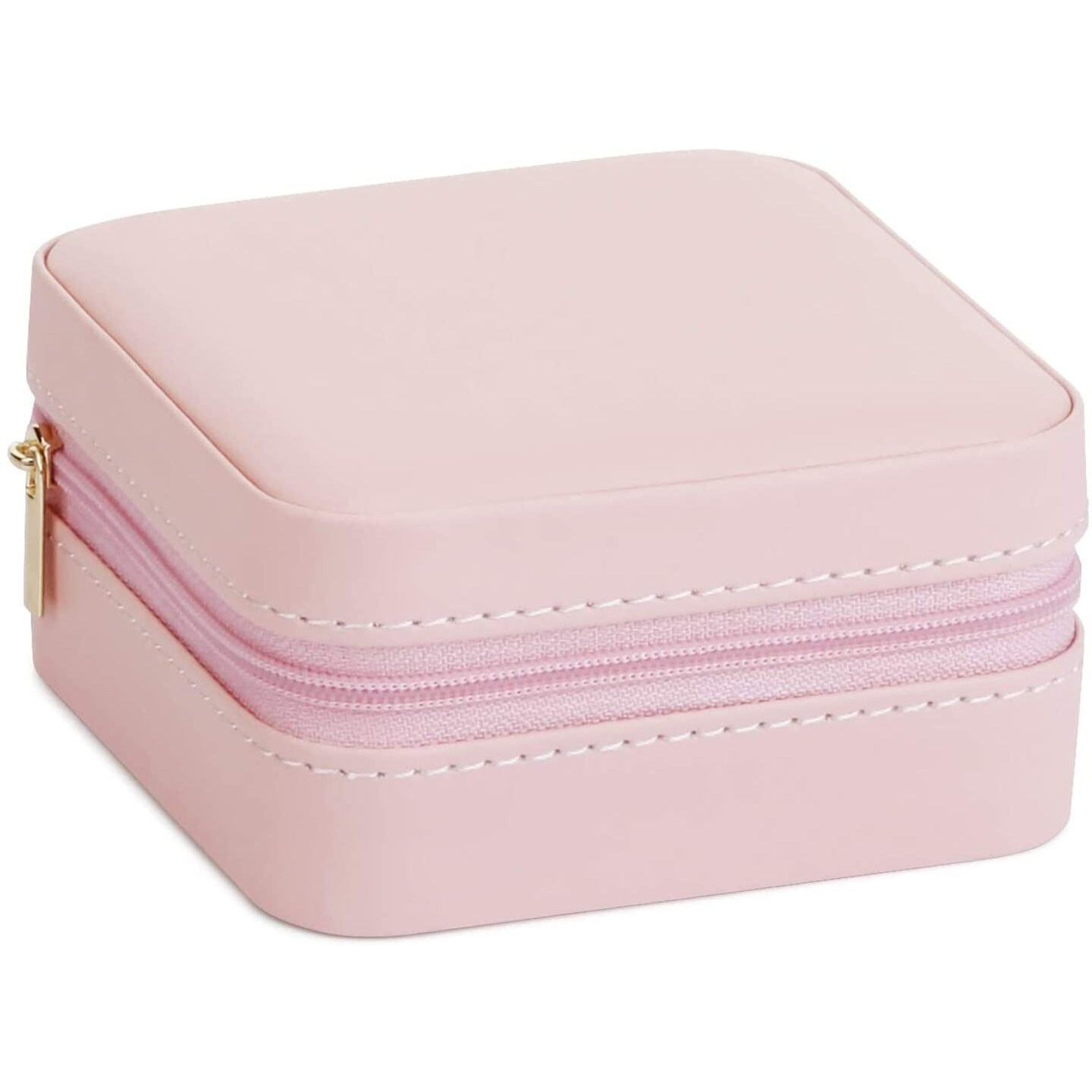 KeepCart Travel Jewelry Box PU Leather Small Jewelry Box Portable Jewelry Case Jewelry Display Organizer for Necklace Earrings Rings Bracelets (Pink)