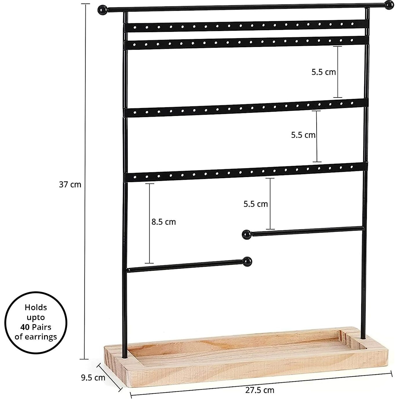 ABOUT SPACE Metal Jewellery Display Stand - 1.2 Feet - Double Sided Necklace/Chain/Bracelets Hanging Organiser - Earring Holder