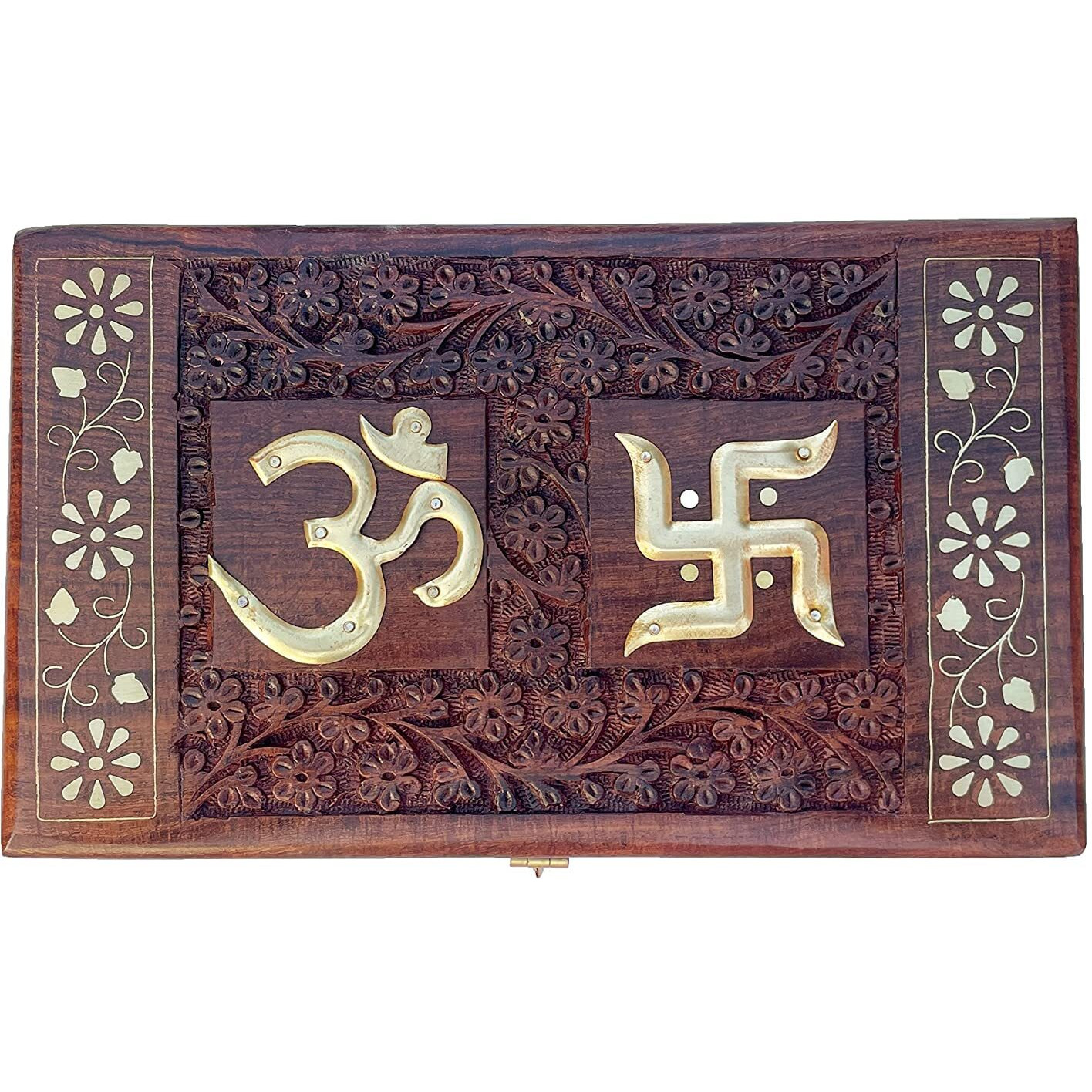 FORESTIS GALLINARIA Wooden OM Box for Good Luck| Jewellery Box| Decorative Case| Kit| Vanity| Organiser For Women, Necklaces, cash, gold (Pious Galaxy 10x6)