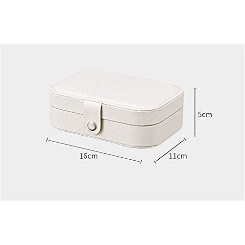 BROGBUS PU Leather Portable Travel Jewellery Storage Box Organiser Case with Rings, Earrings, Necklace Slots (Cream)
