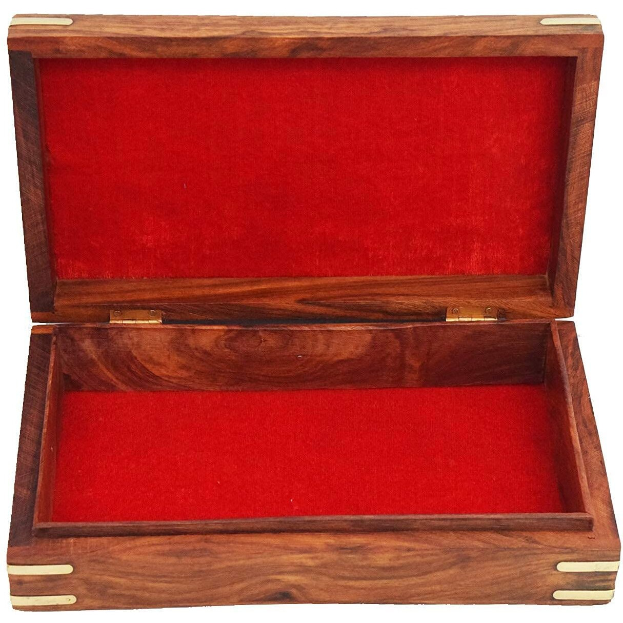 CRAFTCASTLE Handmade Sheesham Wooden Storage Box Hand Carved (Brass Flower Carving) Rectangular