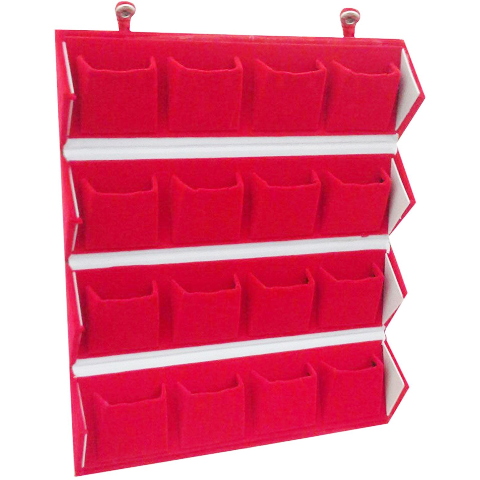 atorakushon Velvet 16 Pair Earring Folder Jewelry Box Necklace Chain Box Ring Travelling Wedding organizer (Maroon)