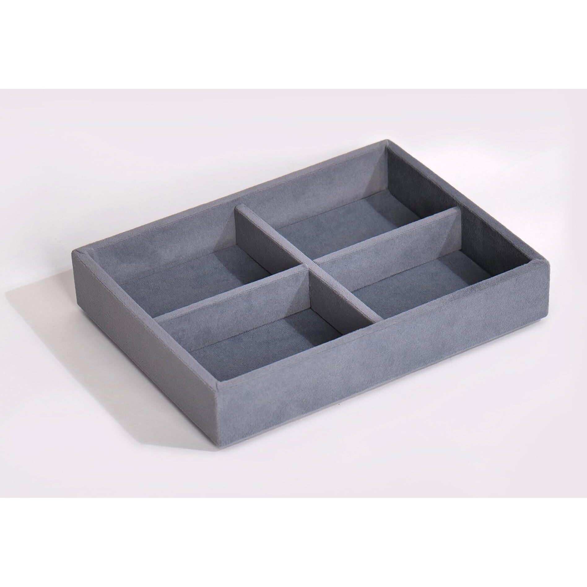 La Trove Luxury Premium Portable Jewellery Storage Box with Pocket Organizer for Earings, Rings, Cufflinks and Hooks for Chains Travel Women Gift Organiser (18x15x5.5 cm) (Grey 4 Grid)