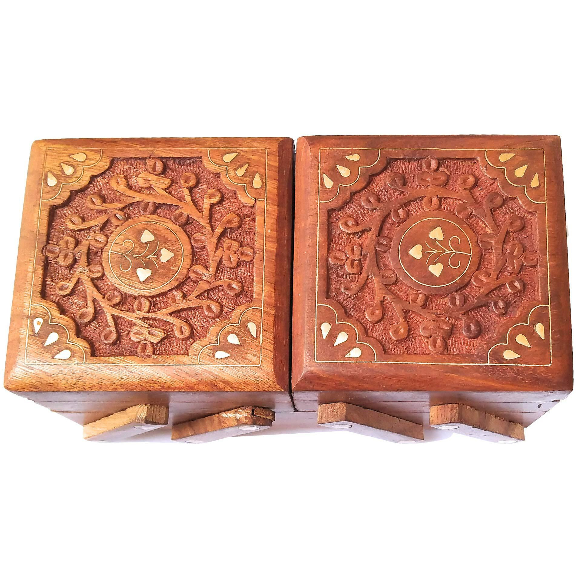 ITOS365 Handmade Wooden Jewellery Box for Women Jewel Organizer Hand Carved Carvings Gift Items