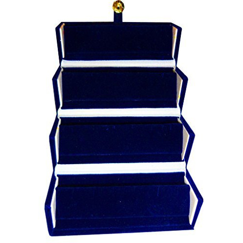 atorakushon Velvet Earring Box Jewelry Box Travelling Wardrobe Organizer Pack of 2 (Blue)