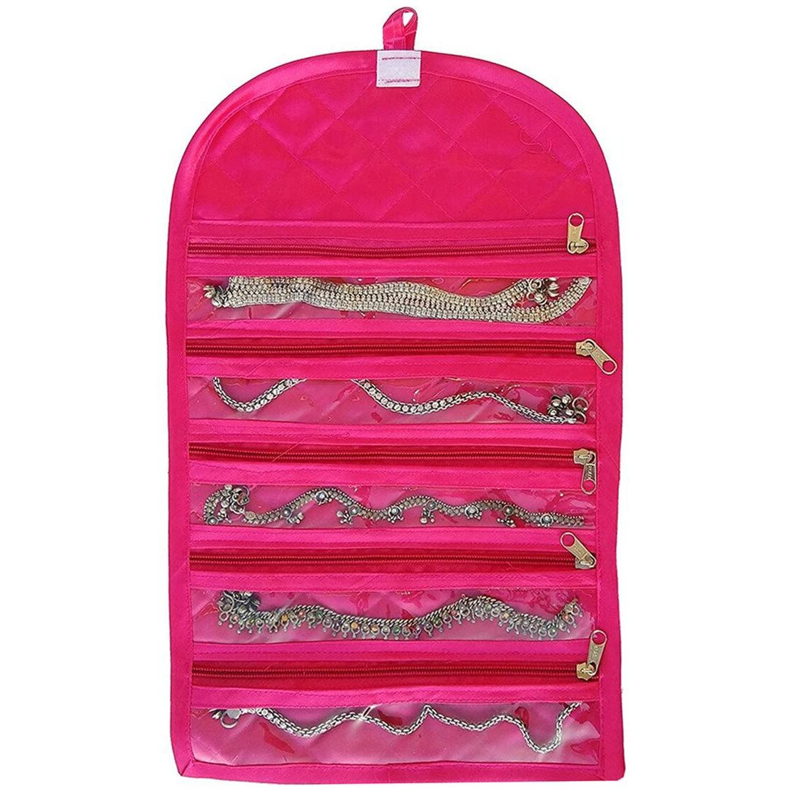 atorakushon Satin Maroon 1 Piece Make Up Pouch Ring Box Earring Necklace Pouches Wedding Kit Wardrobe Organizer Jewellery Box Travelling Box