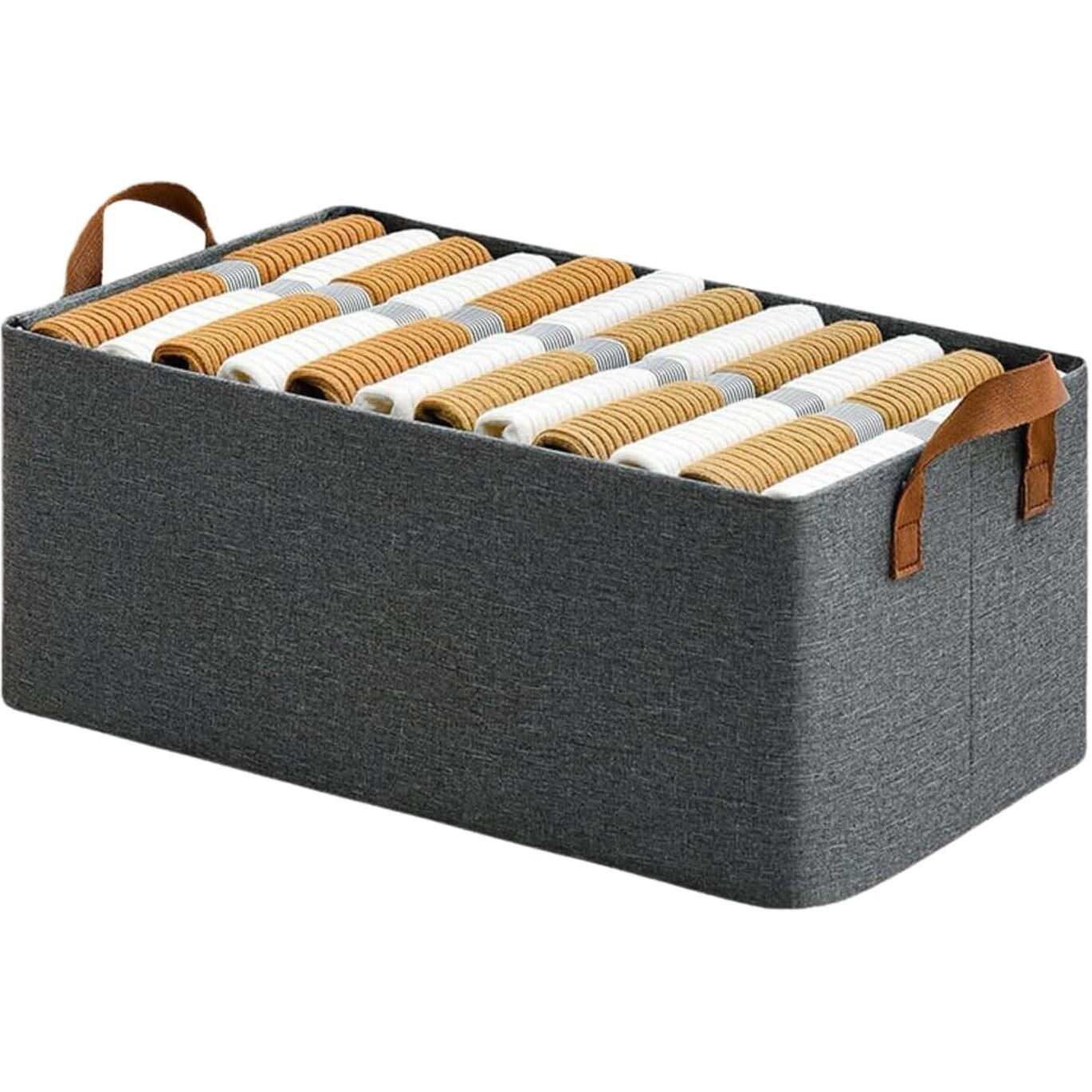 TECNOVIQ Foldable Cloth Basket for Storage with Metal Frame and Handles, Clothes Organizer for Wardrobe, Clothing Storage Solutions, Wardrobe Organizer for Clothes, Toys, Shelves (26Ltr, Pack of 5)