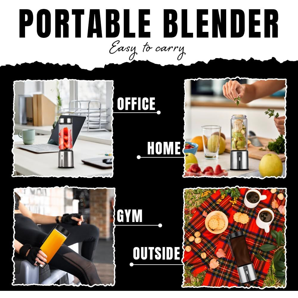 Goodscity Blender For Smoothie And Juices | Portable Hand Blender For Kitchen | Premium Usb Rechargeable Fruit Juicer Machine | 450Ml BPA FREE Food Grade Jar| Long Battery Life |1 Year Warranty -GC171