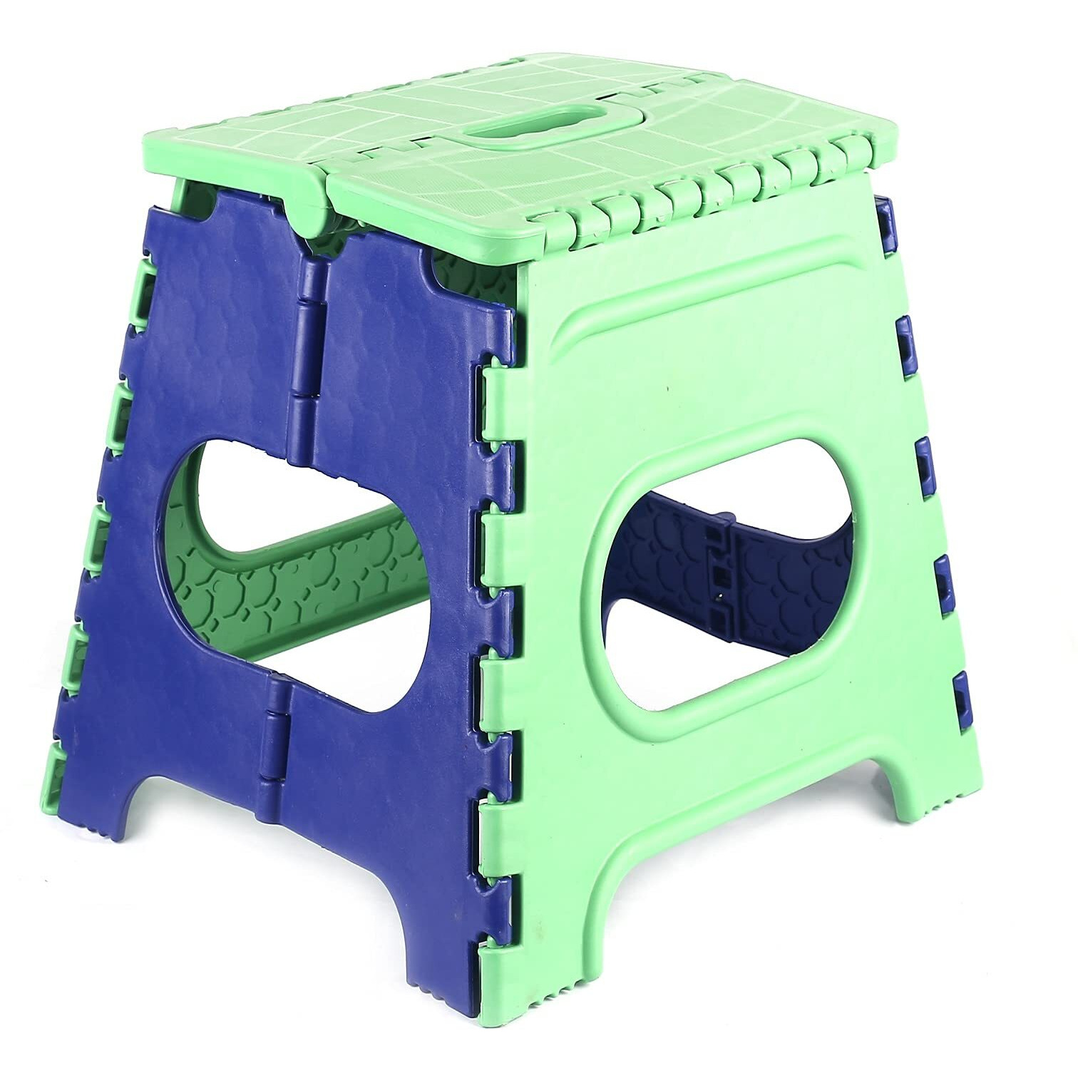 OLAHRAGA 12 Inch Folding Step Stool - Holds Up to 90 Kg - Lightweight Plastic Folding Stool for Kids or Adults, Kitchen, Bathroom, Bedroom and Living Room (Green)