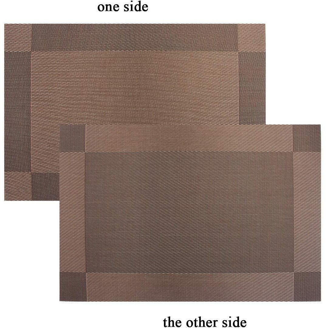 Bhaguji Heat-Resistant PVC Placemat for Dining Table Woven Vinyl Stain Resistant Table Mats - Easy to Clean - Color Brown - Set of 6 Pieces