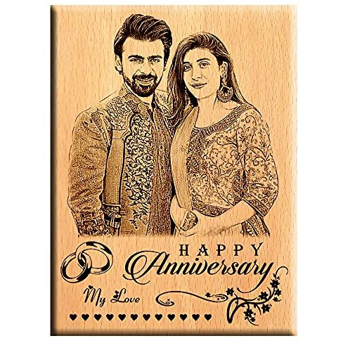 Giftanna Anniversary Gift For Couple Special Personalized Engraved Photo Frame For Parents | Wife | Husband | Just Married - 5x4