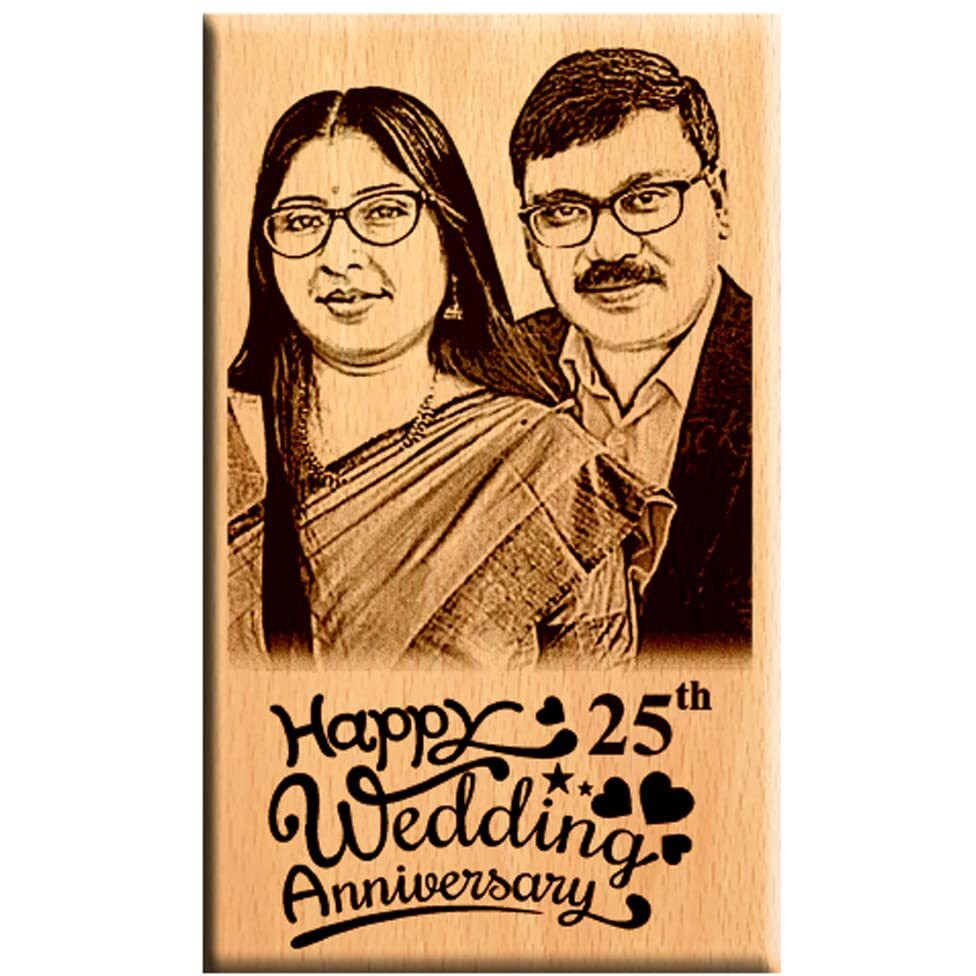 Giftanna Marriage Wedding Anniversary Gift Idea Personalized Engraved Photo Frame For Parents | Wife | Husband | Just Married - 6x4