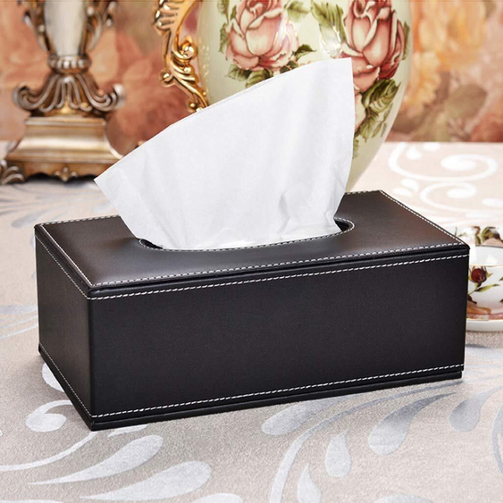 YFXOHAR Leather Tissue Box Holder/Rectangular Napkin Holder/Tissue Paper Case Dispenser/Facial Tissue Holder with Magnetic Bottom for Home Office Car