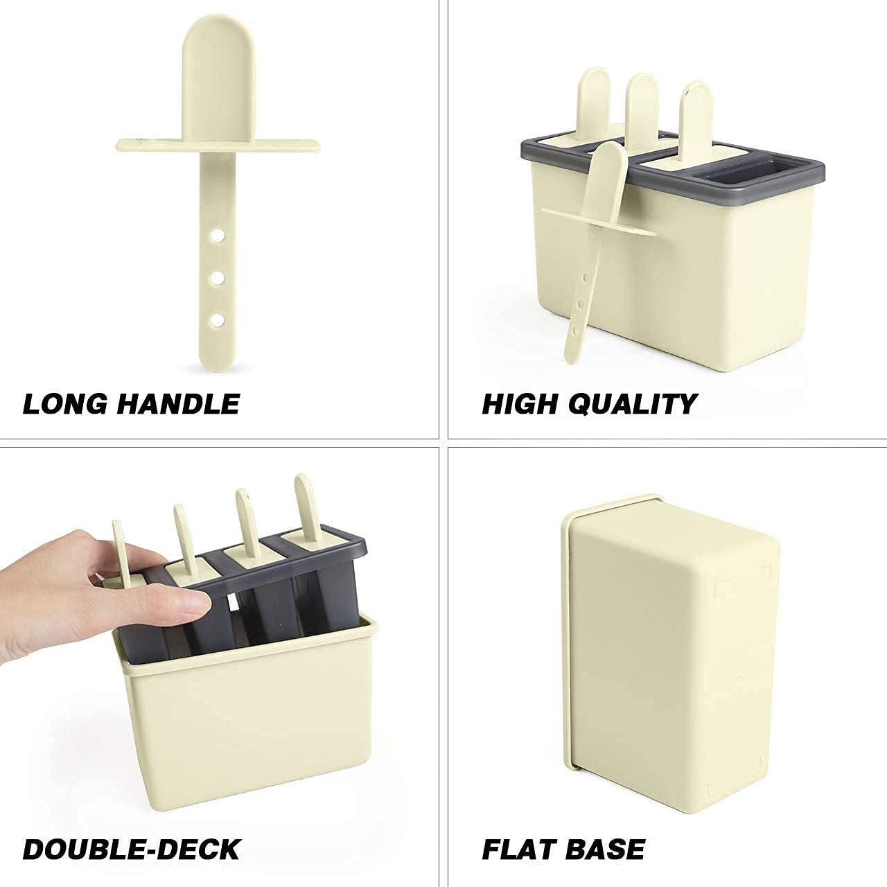 ZURATO Plastic Homemade Ice Lolly Popsicle Mold Reusable Ice Cream Molds, Kulfi Candy Maker Dishwasher Safe Durable Ice Pop Molds Tray-Pack Of 2, 13.5 x 7 x 8 Centimeters