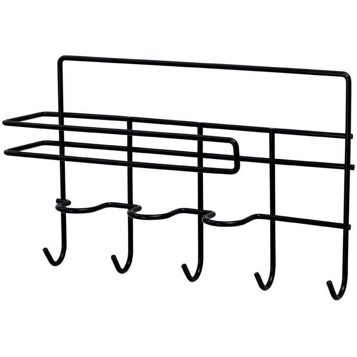 ZURATO Multipurpose Wall Mounted Towel, Tissue roll Holder for Kitchen and Bathroom with 5 Hooks Storage Organizer Rack for Clothes, Keys Spatula Ladle and Accessories Hanging