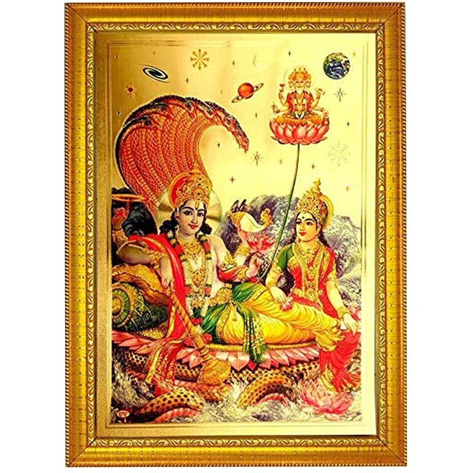ADA Handicraft Vishnu Photo Frame for Wall and Pooja/Religious Framed Painting for Worship (35 x 25) cm