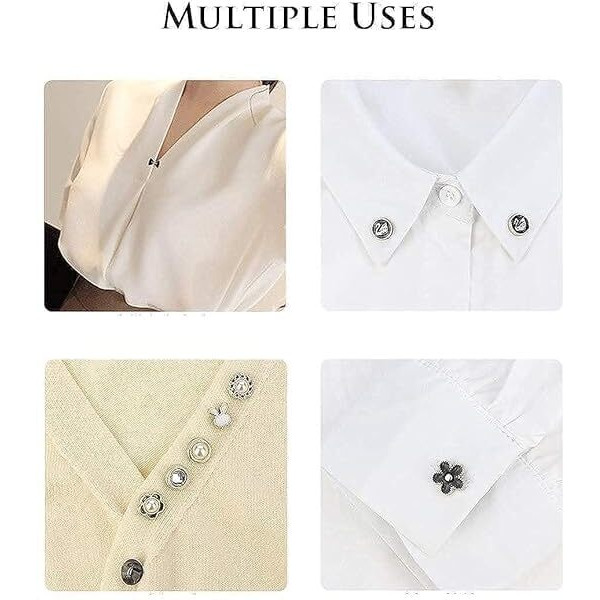 ARLICORPING 20Pcs Women Shirt Brooch Buttons Pearl No Sew Button Pins Instant Button Jeans Button Pins Women Shirt Safety Brooch (BROOCH BUTTON_PK_G)