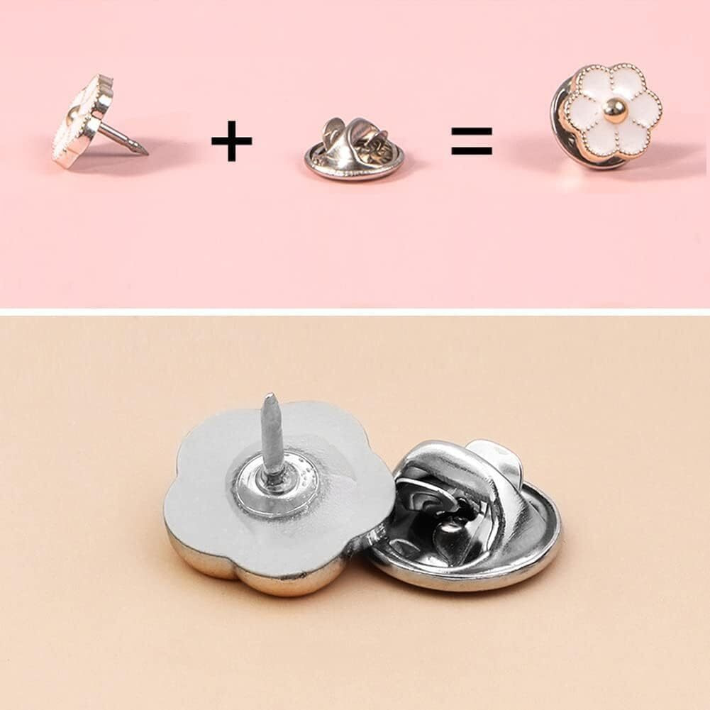 ARLICORPING 20Pcs Women Shirt Brooch Buttons Pearl No Sew Button Pins Instant Button Jeans Button Pins Women Shirt Safety Brooch (BROOCH BUTTON_PK_E)