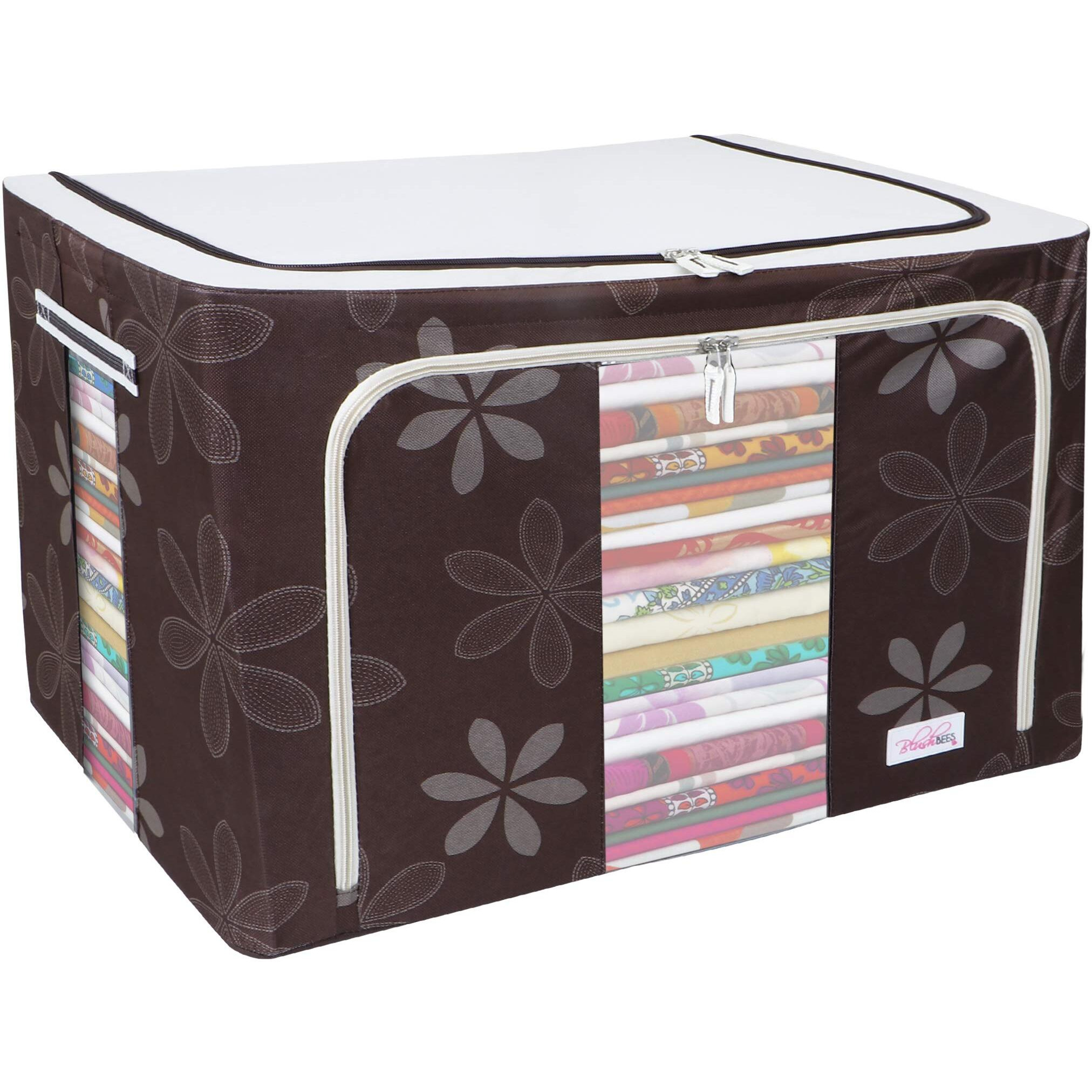 BlushBees Oxford Fabric Foldable Wardrobe Organizer, Large, 100 Litre Capacity, Brown