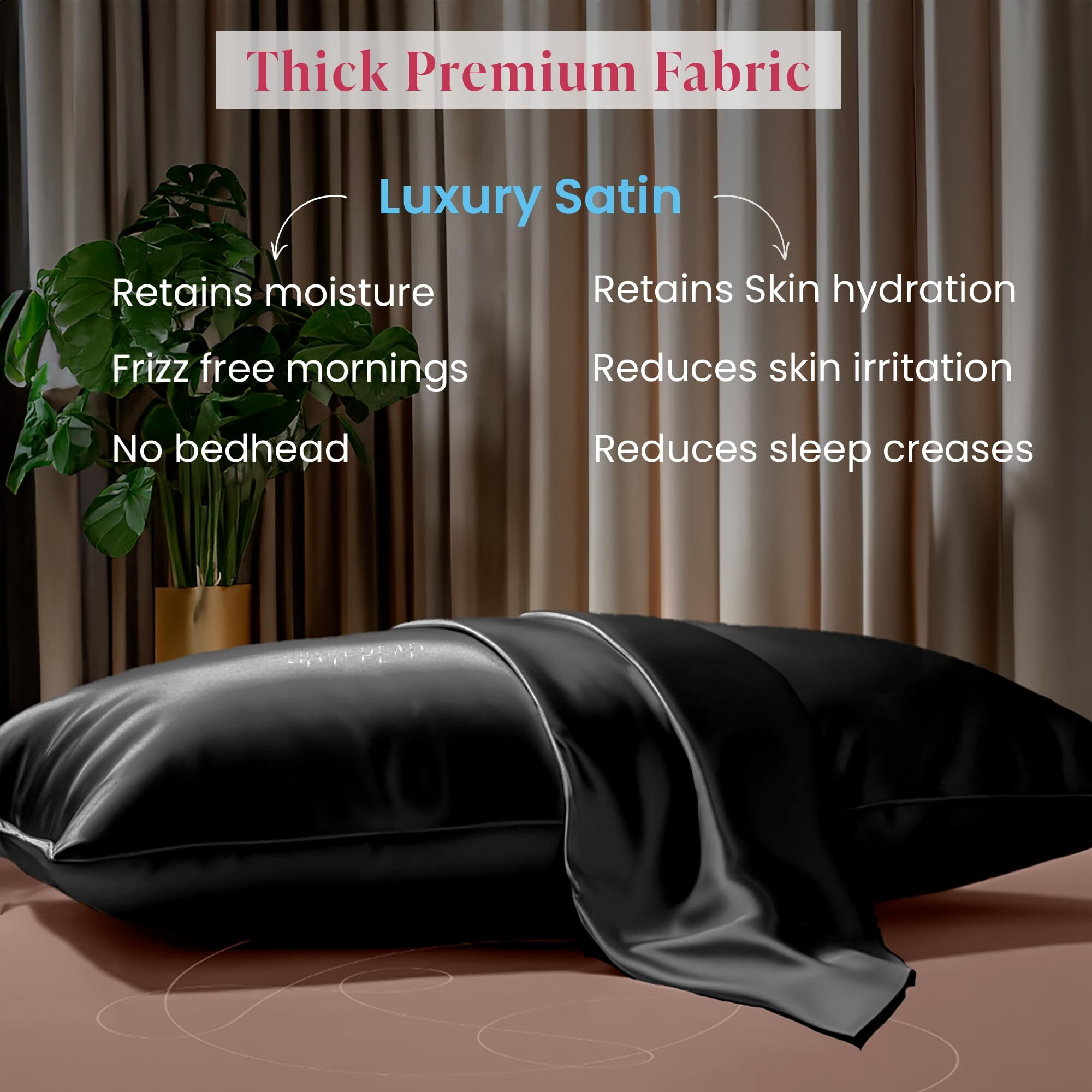 SILVR BEAR Luxury Satin Pillow Covers + 3 Scrunchies | Aesthetic Pillowcase-Standard - 18 x 27 inches | Great for Hair and Skin | Combo Pack (Black, Luxe Satin)