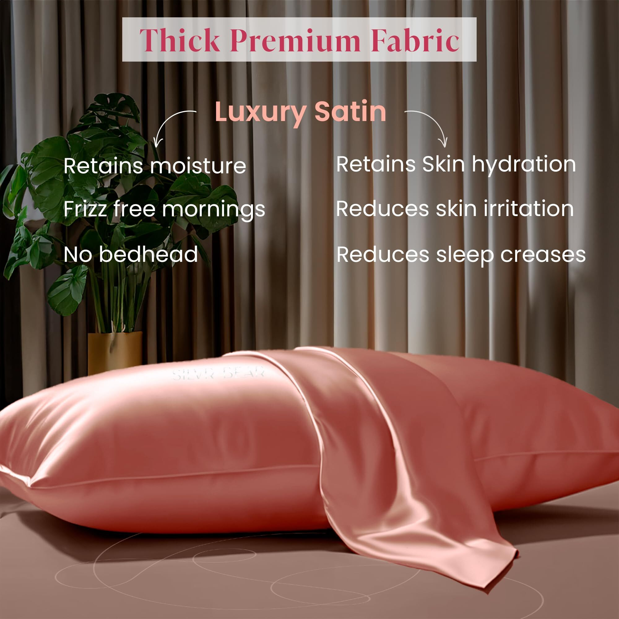 SILVR BEAR Luxury Satin Pillow Covers + 3 Scrunchies | Aesthetic Pillowcase-Standard - 18 x 27 inches | Great for Hair and Skin | Combo Pack (Mauve, Luxe Satin)
