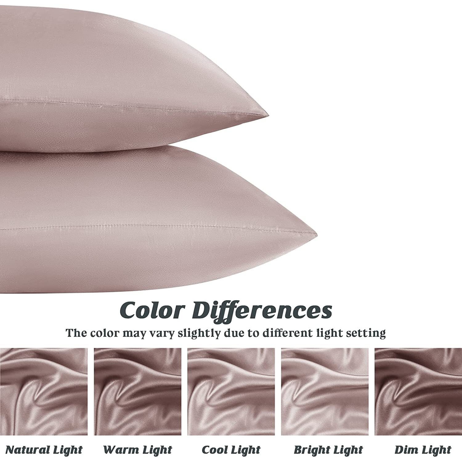 BHUMLO Satin Silk Pillow Covers for Hair | Satin Pillow Covers for Hair and Skin 2Pack | Silk Pillow Case (Light Rose)
