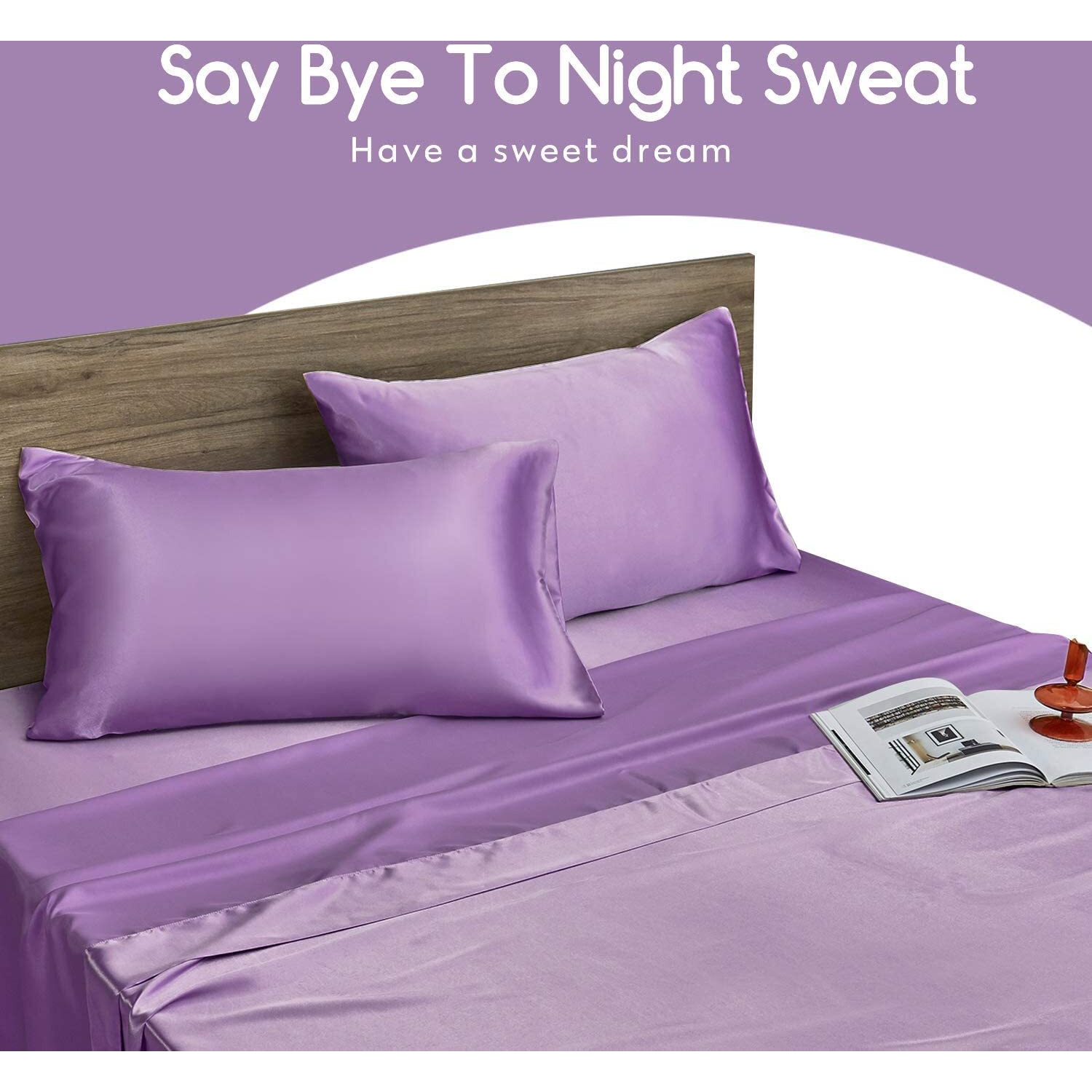 BHUMLO Satin Silk Pillow Covers for Hair | Satin Pillow Covers for Hair and Skin 2Pack | Silk Pillow Case (Purple)