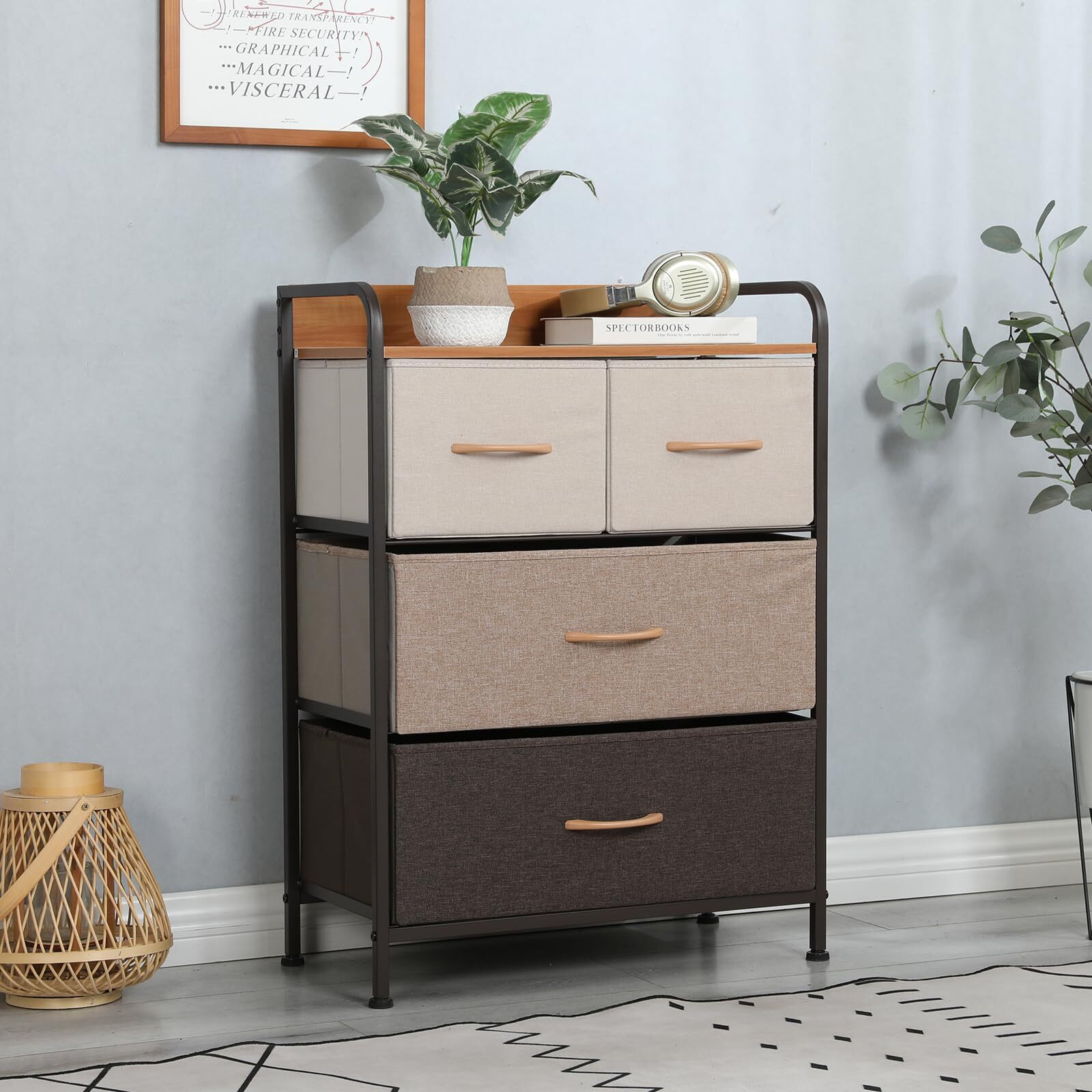 UmI. Fabric Chest Of 4 Drawers Closet Drawer Organizer For Wardrobe Drawer Storage Organizer Chest Of Drawers For Closet Living Room Bedroom Powder Coated Storage Organizer Stand Bookself - Cls-003