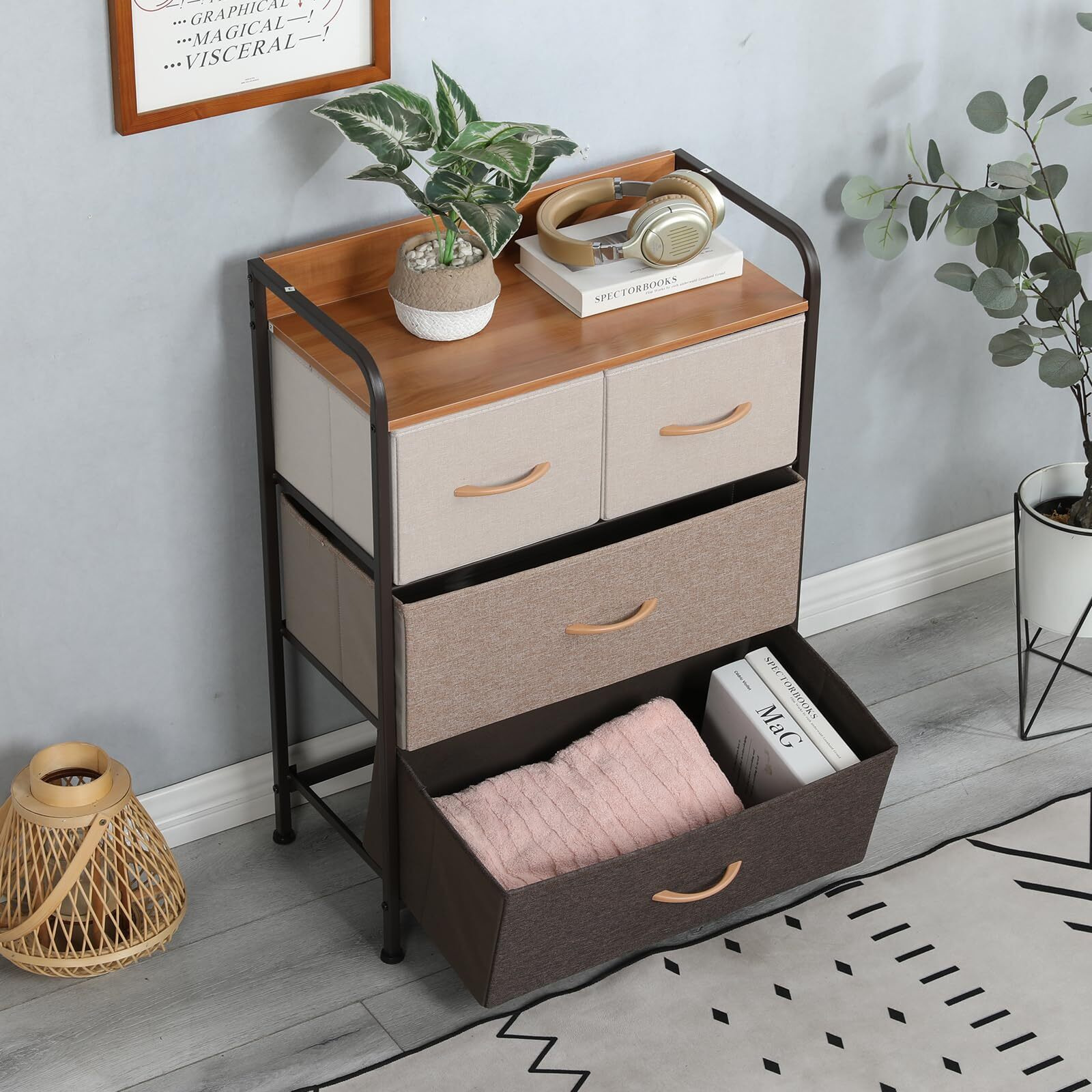 UmI. Fabric Chest Of 4 Drawers Closet Drawer Organizer For Wardrobe Drawer Storage Organizer Chest Of Drawers For Closet Living Room Bedroom Powder Coated Storage Organizer Stand Bookself - Cls-003