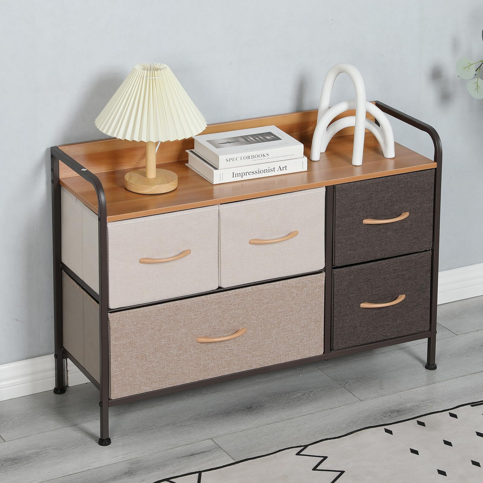UmI. Fabric Chest Of 5 Drawers Closet Drawer Organizer For Wardrobe Drawer Storage Organizer Chest Of Drawers For Closet Living Room Bedroom Powder Coated Storage Organizer Stand Bookself - Cls-004