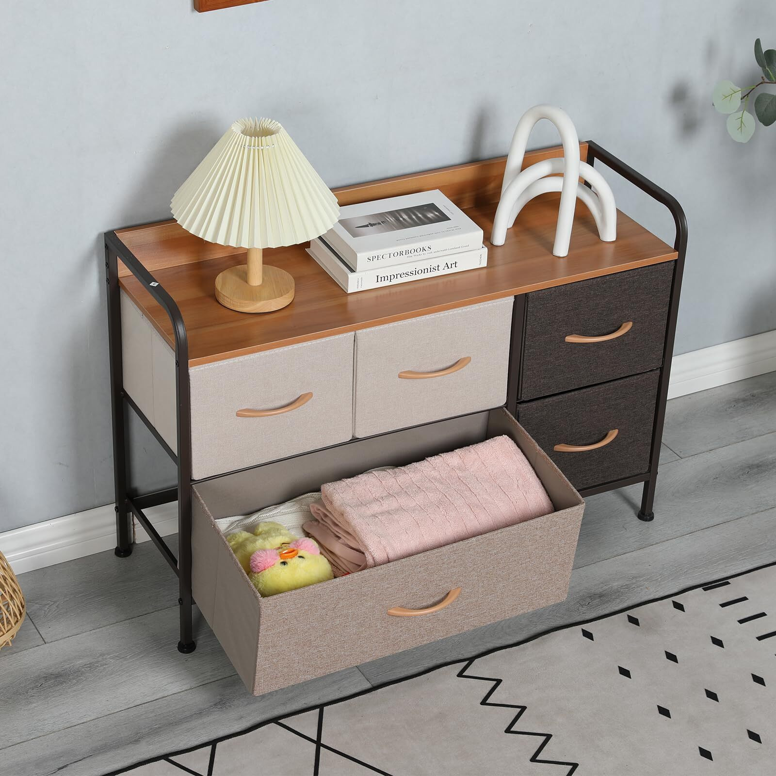 UmI. Fabric Chest Of 5 Drawers Closet Drawer Organizer For Wardrobe Drawer Storage Organizer Chest Of Drawers For Closet Living Room Bedroom Powder Coated Storage Organizer Stand Bookself - Cls-004