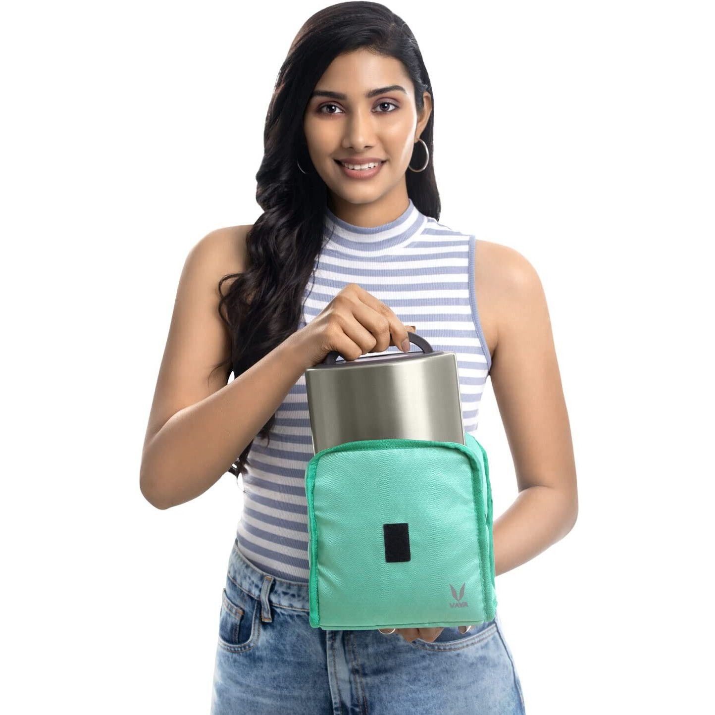 VAYA TYFFYN Chill Pack Insulated Travel Lunch/Tiffin/Storage Bag for Office, School, Leakproof & Light Weight Bag with Adjustable Strap, Keeps Your Lunch Fresh for Long Hours, Aqua Green (Polyester)