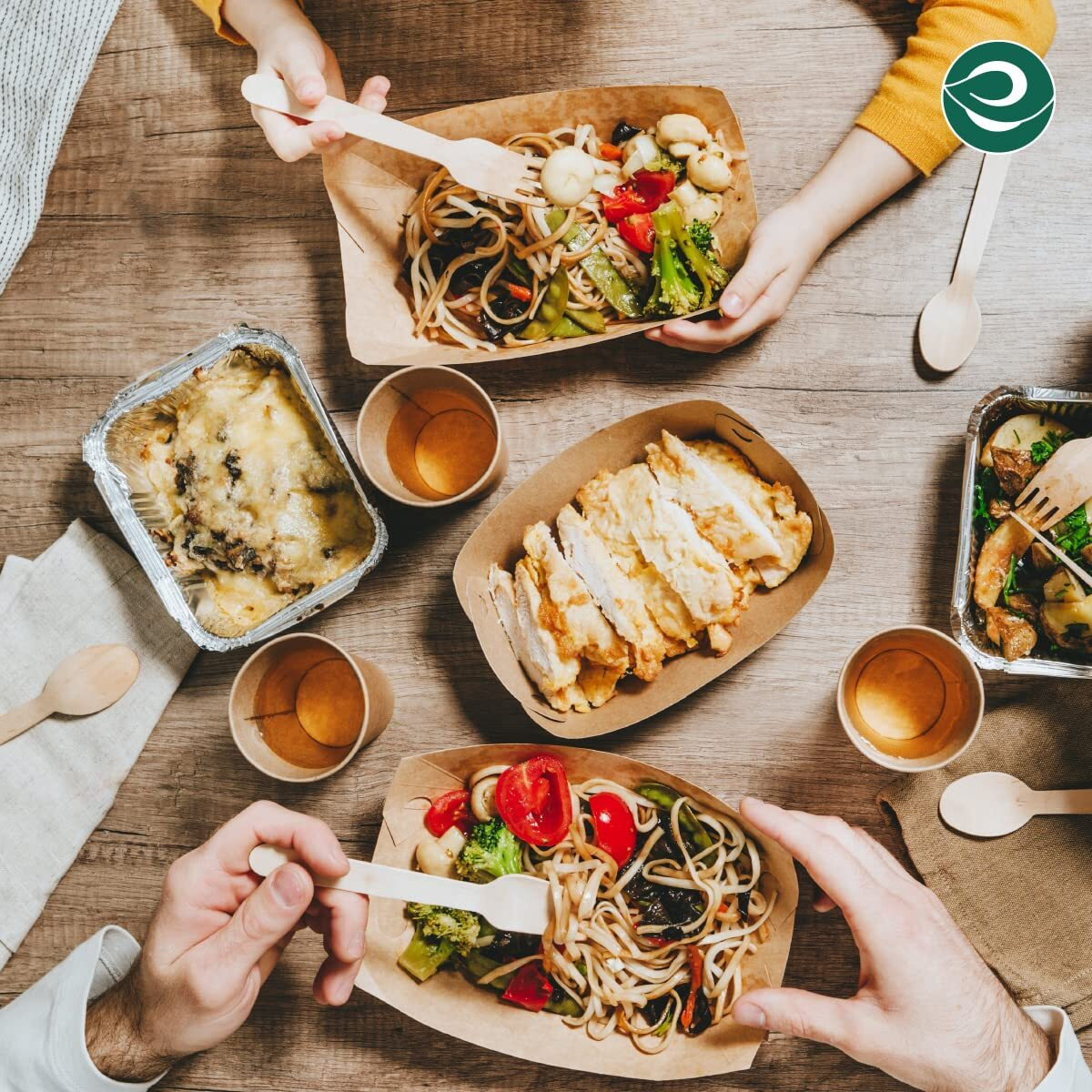 ECO SOUL [140mm, 100 Pack] Disposable Spoons & Fork set| Wooden Dining Flatware | Ideal for Kids Birthday, Wedding & Party