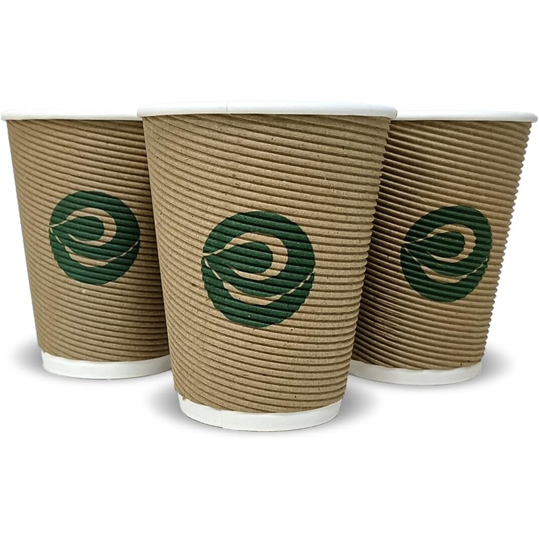 ECO SOUL [250 ml, 50 Count Biodegradable Ripple Cups| Sustainable Disposable Paper Cups | Eco-friendly Hot Cups | Sturdy, Microwave Safe