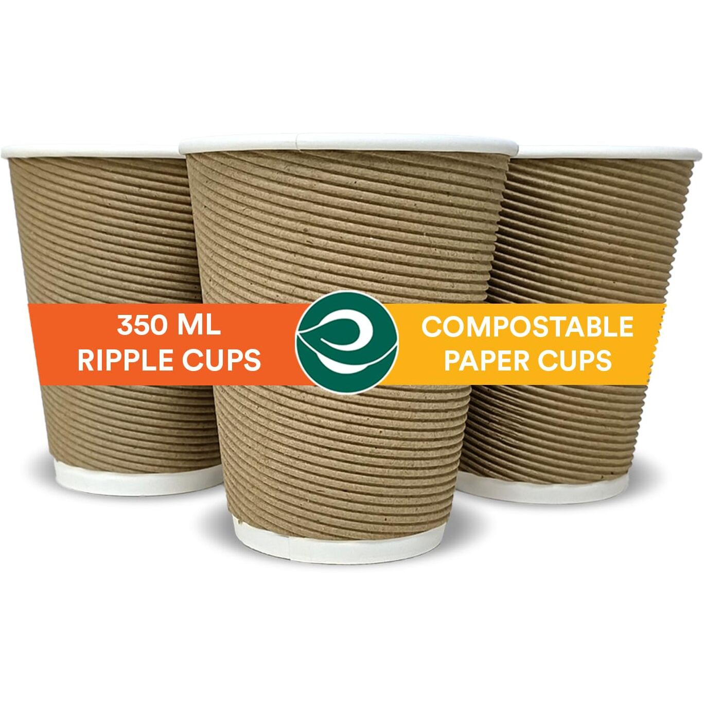 ECO SOUL [350 ml 50 Count Biodegradable Ripple Cups| Sustainable Disposable Paper Cups | Eco-friendly Hot Cups | Sturdy, Microwave Safe