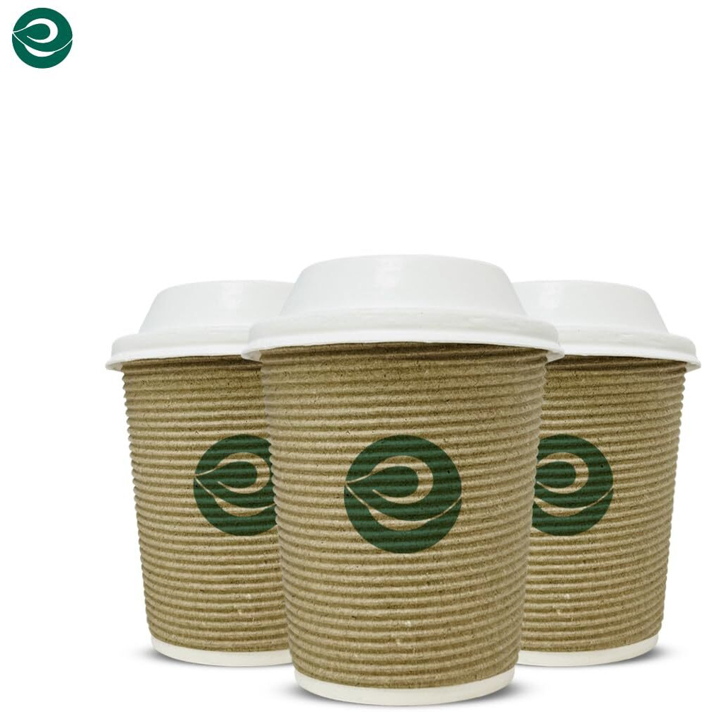 ECO SOUL [250 ml, 25 Count Biodegradable Ripple Cups with Lid| Sustainable Disposable Paper Cups | Eco-friendly Hot Cups | Sturdy, Microwave Safe