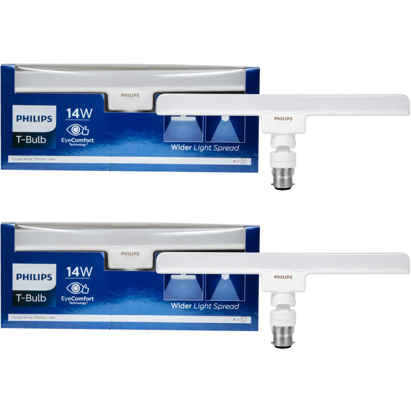 PHILIPS Stellar Bright 14W B22 LED T-Bulb,Cool Daylight, Pack of 2