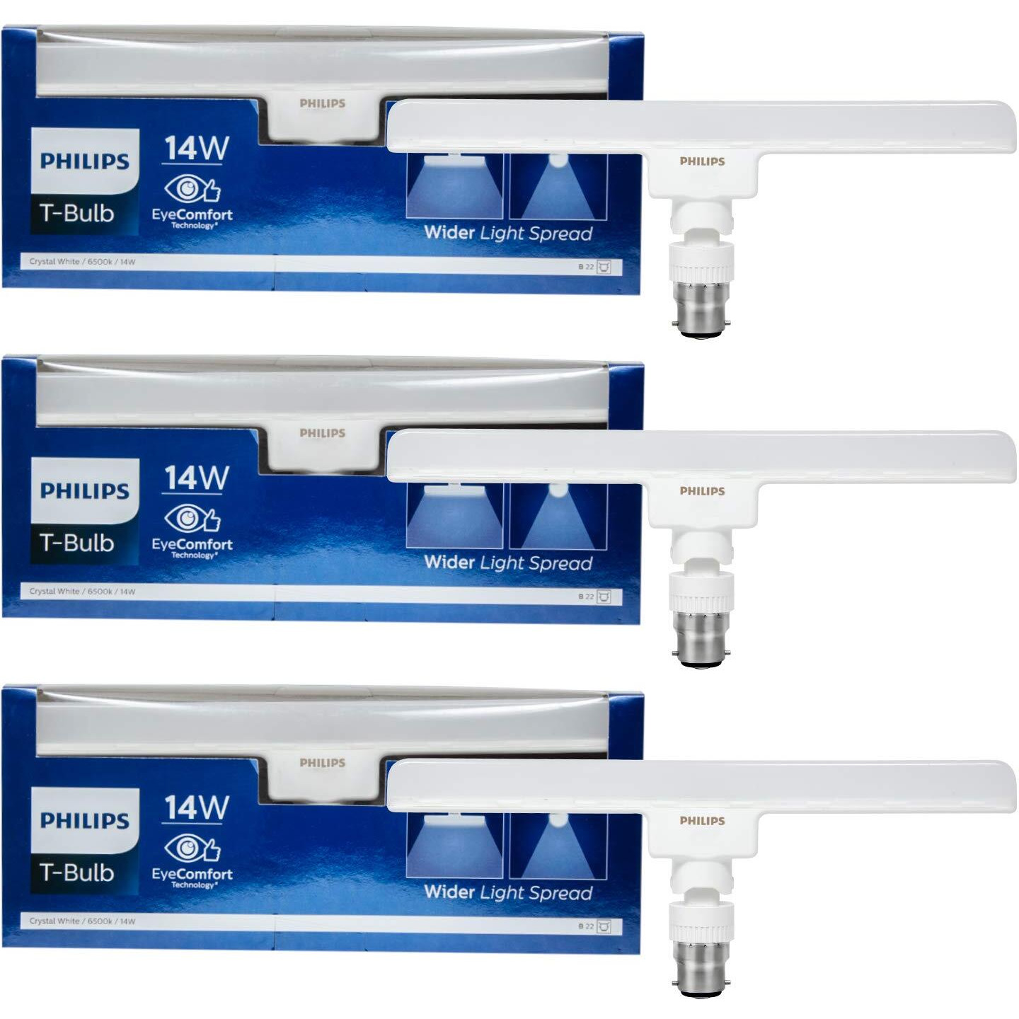PHILIPS Stellar Bright 14W B22 LED T-Bulb,Cool Daylight, Pack of 3