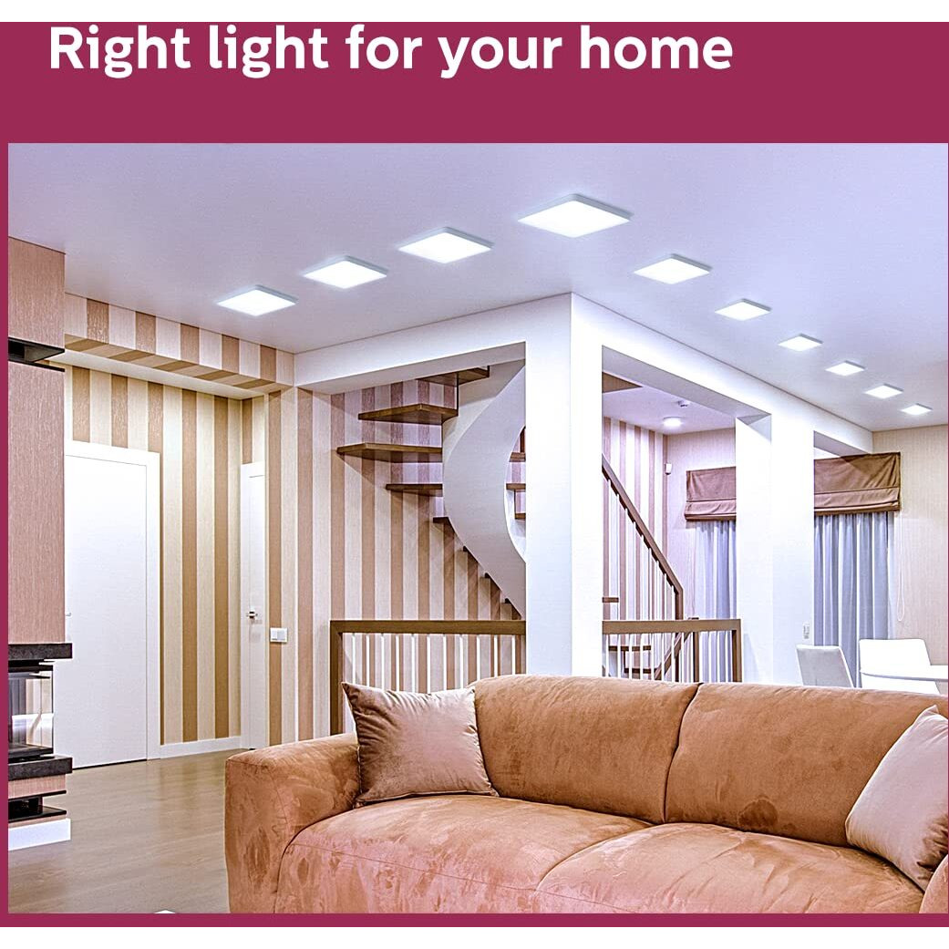 Philips Rimless Full Glow 24-watt Square LED Surface Downlighter | Surface LED Downlight for Ceiling | LED Ceiling Light for Home & Hall | Cool Daylight,Pack of 1
