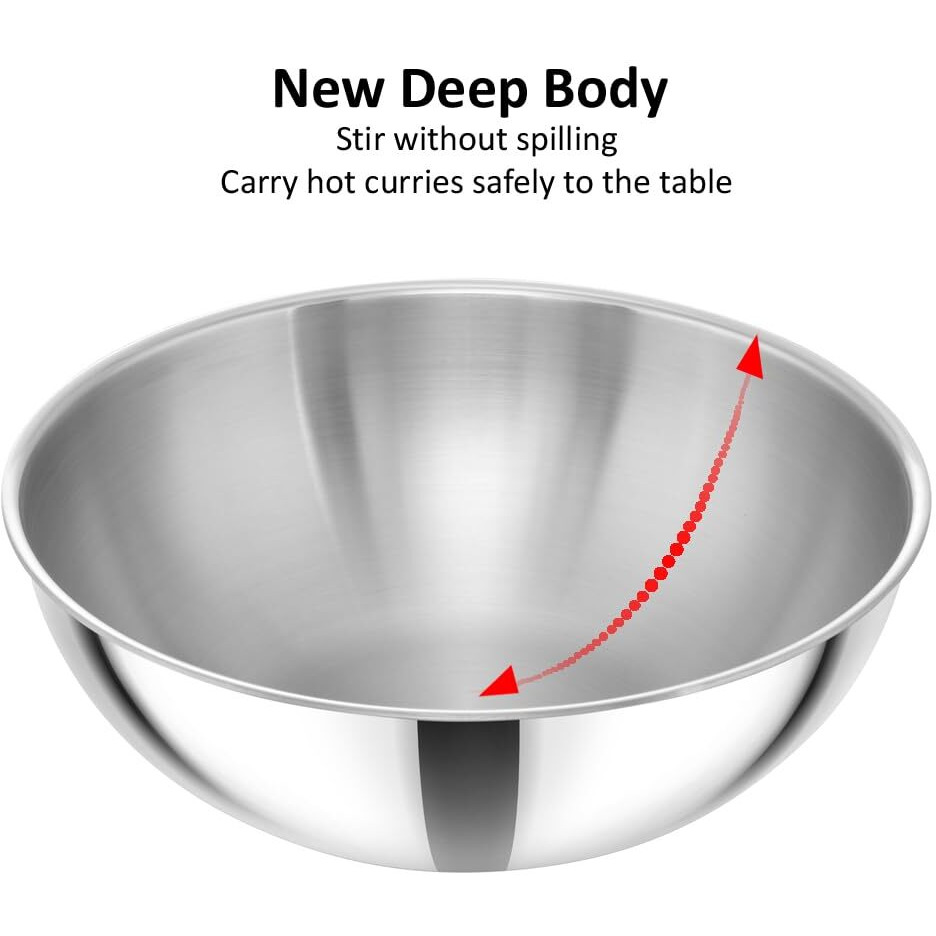 Hawkins 6 Litre Metro Kadhai, Triply Stainless Steel Induction Tasla, Silver (SSTA60)