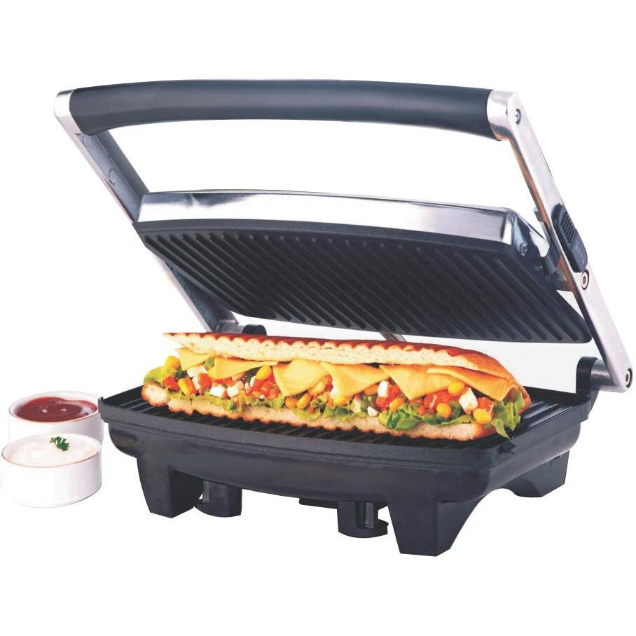 Borosil Jumbo Grill 1000 Watt Sandwich Maker, 2 Slice Automatic Grill Sandwich Maker ,Non-stick Grill plates opens 105, BPA & PTFE Free, automatic temperature control