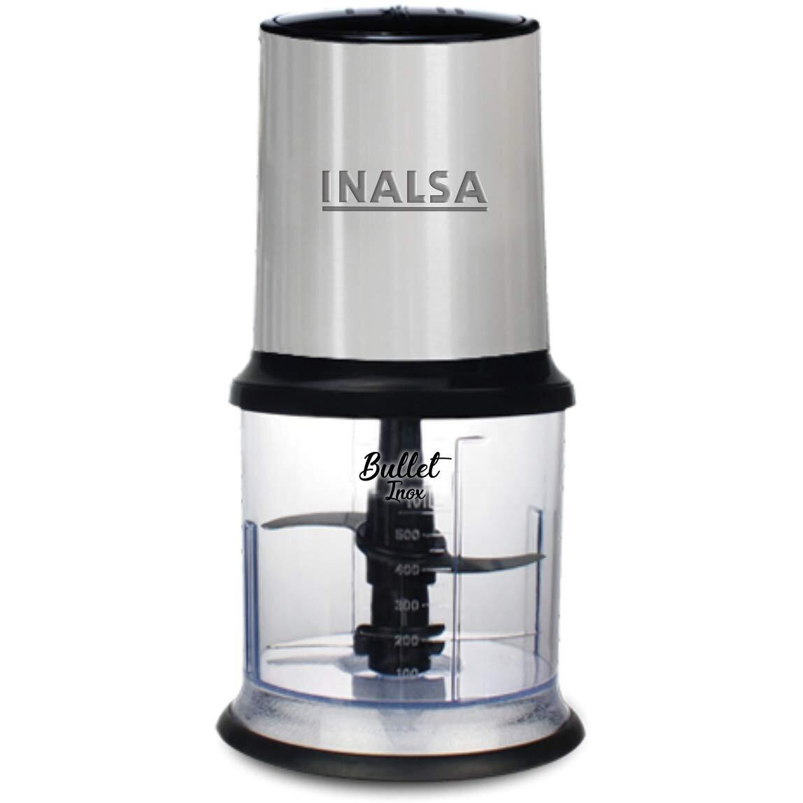 INALSA Electric Chopper for Kitchen With 450 Watts Pure Copper Motor 2 Speed Option|Chop, Mince, Puree, Dice|Twin Blade Technology|900 ml Capacity|One Touch Operation,Long Power Cord-Bullet Inox