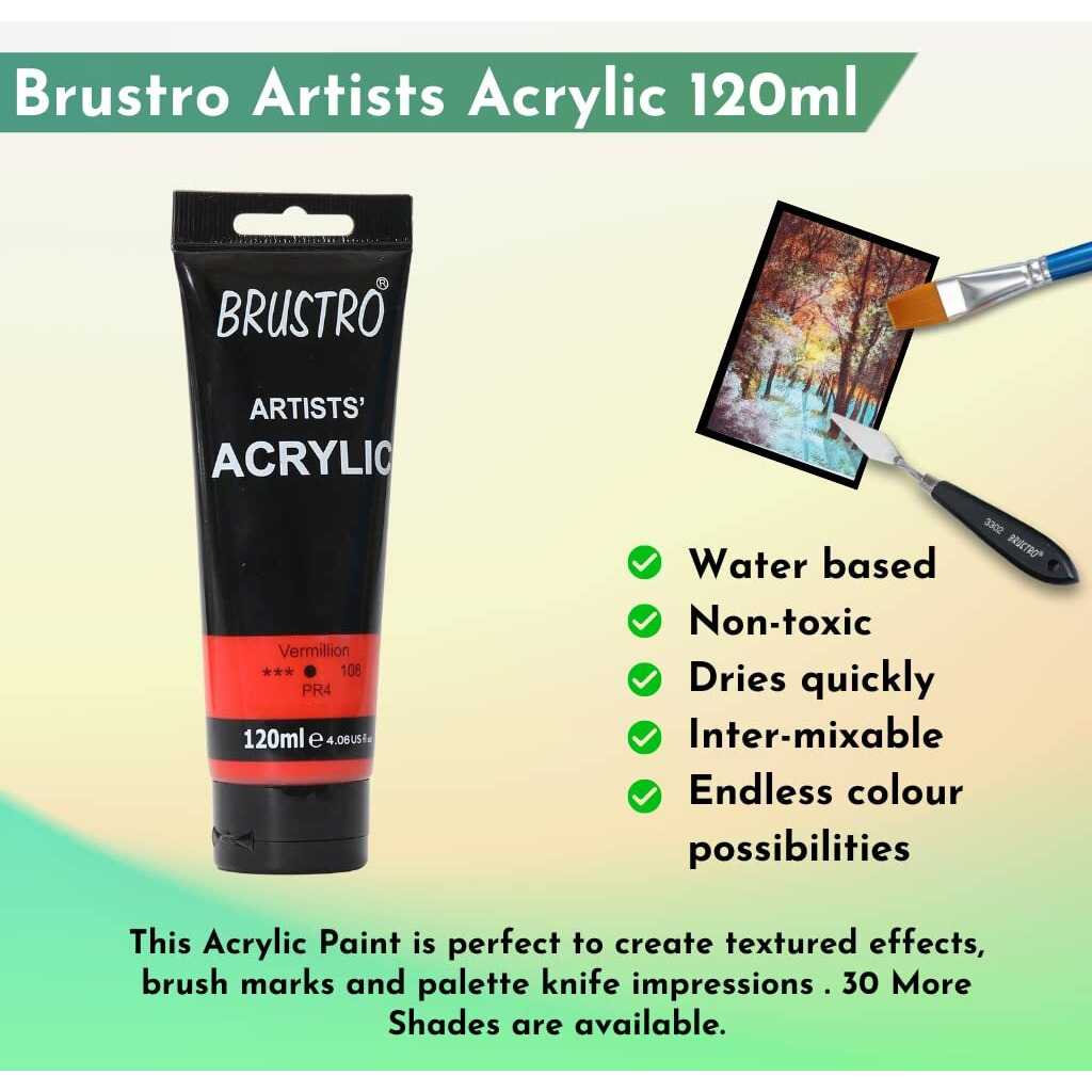 BRUSTRO Artists Acrylic Paint 120ml Vermillion