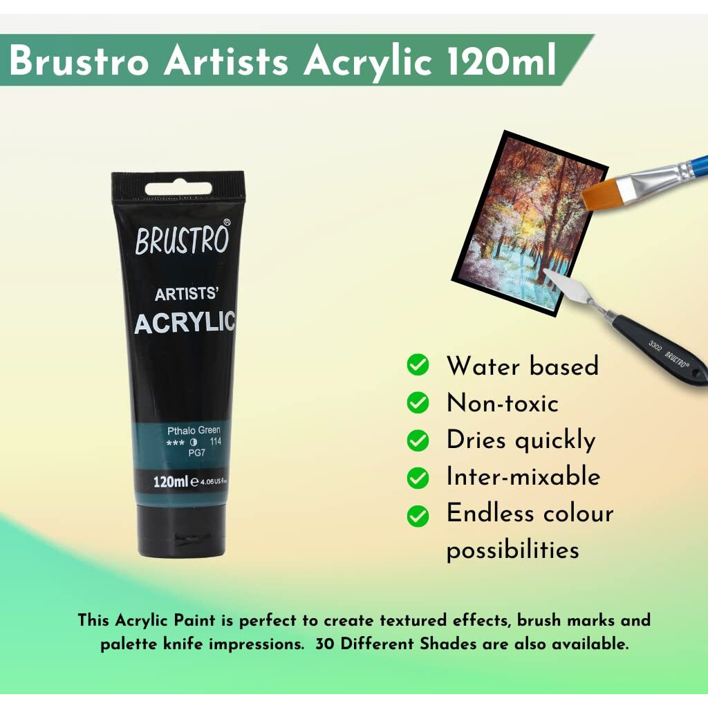 BRUSTRO Artists Acrylic Paint 120ml Phthalo Green