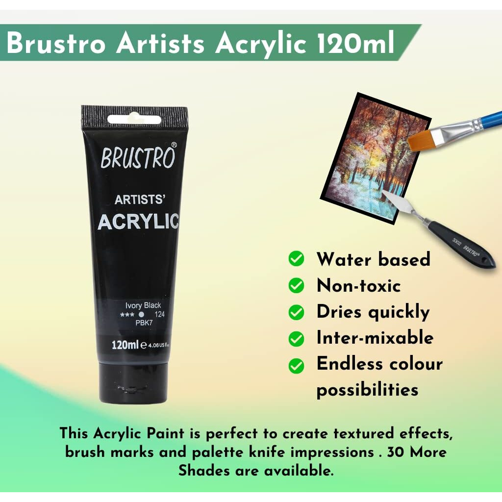 BRUSTRO Artists Acrylic Paint 120ml Ivory Black