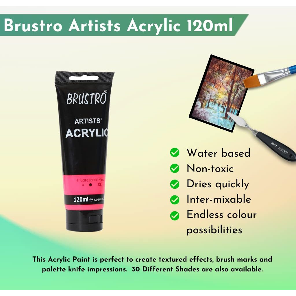 BRUSTRO Artists Acrylic Paint 120ml Fluorescent Pink