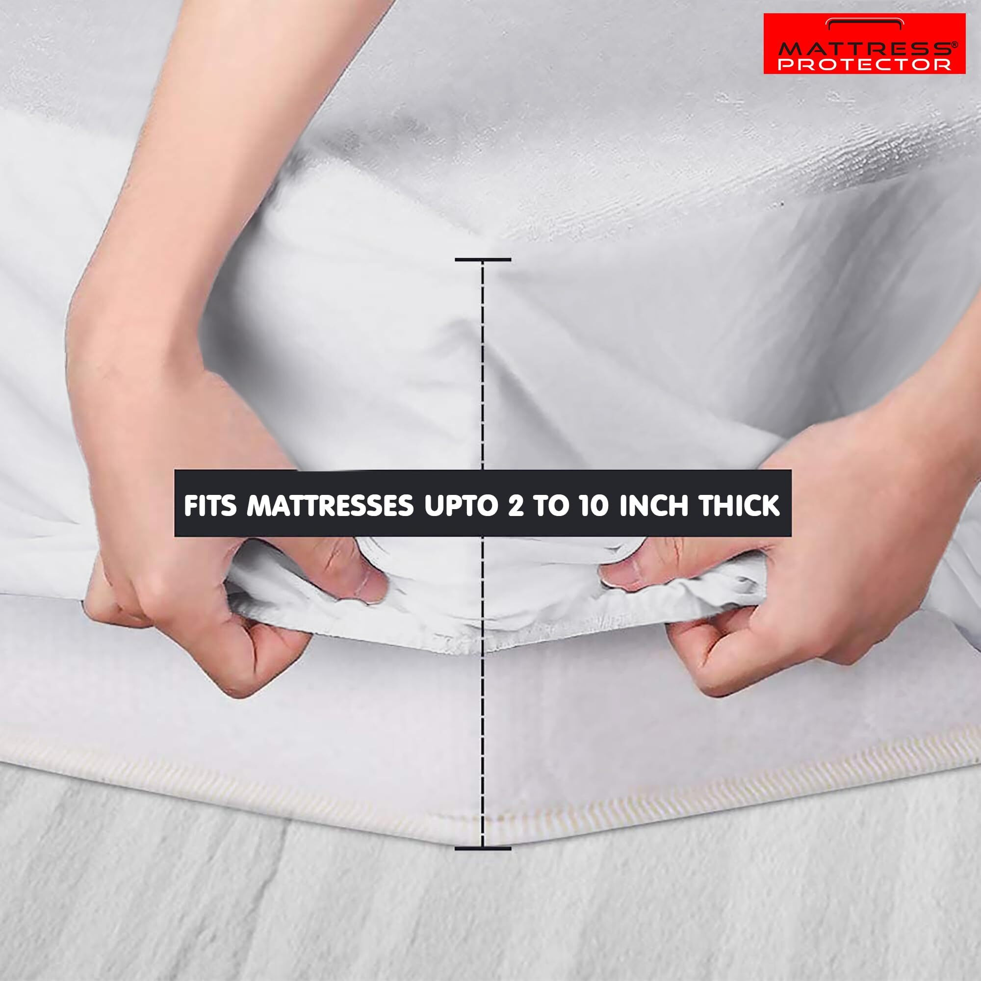 Mattress Protector Cotton Feel Terry Ultra Soft Waterproof Mattress Protector | Breathable - HypoallergenicTwin Single Bed Size Mattresses Cover 78 x 48 - Inch, (Skirting 2-10 Inch), White