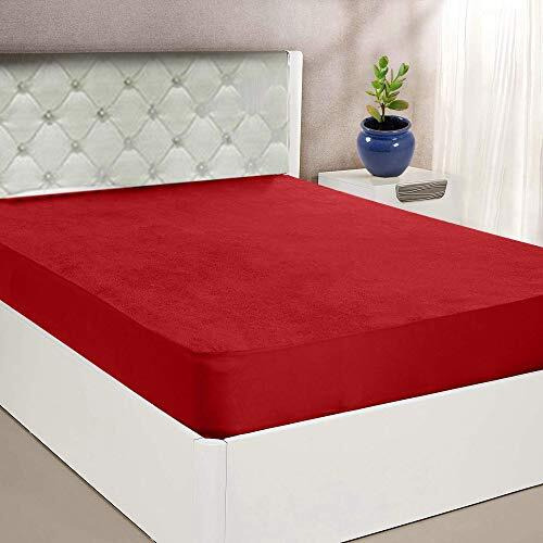 Mattress Protector Bed Protector with Waterproof Layer, Soft and Breathable Bed Stretchable Mattress Protector with Lycra - 72 x 75 Inch, 6 x 6.25 Feet  Double Bed  Maroon