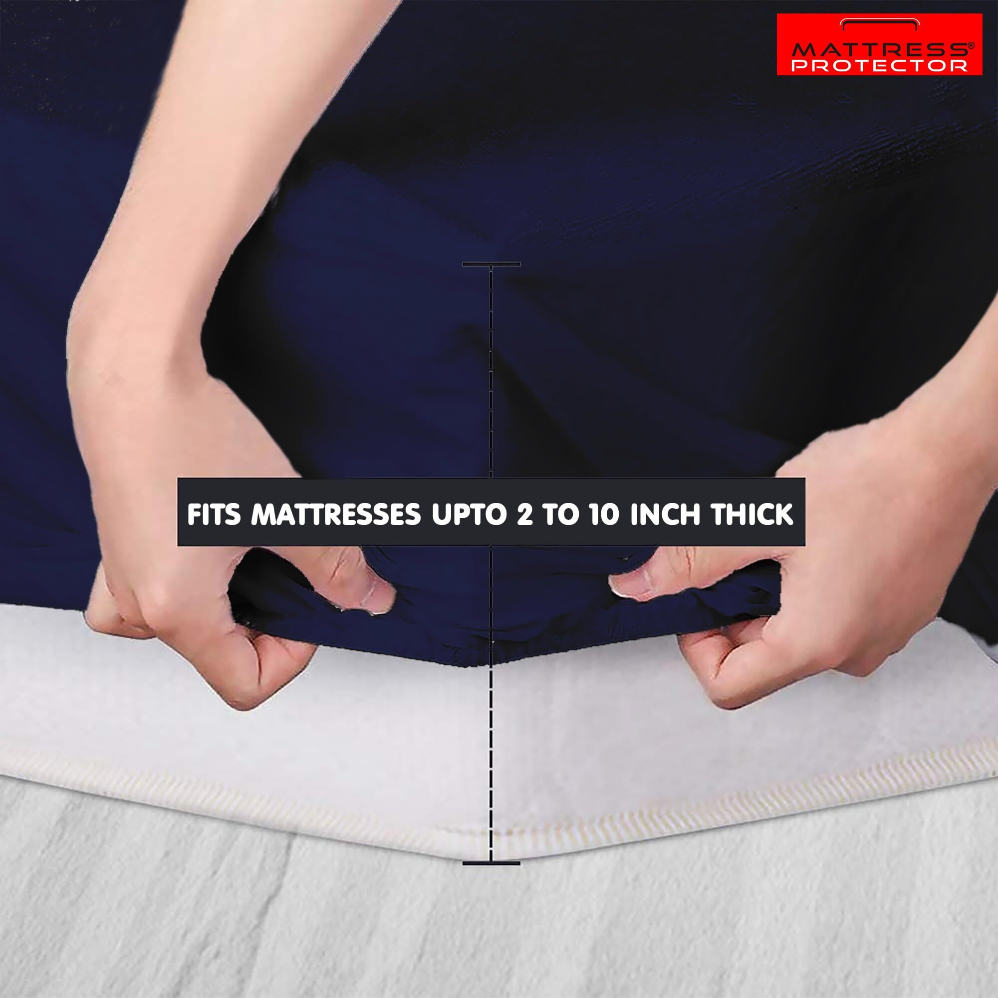 Mattress Protector Terry Cotton Feel Ultra Soft Waterproof Mattress Protector Breathable Lycra Fitted Mattress Cover - 78 x 36 Inch / 6.5 x 3 Feet, Single Bed Dark Blue